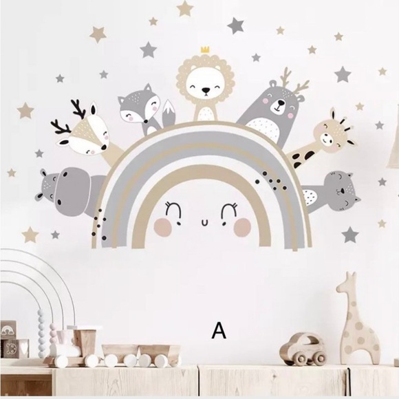 WALL DECALS Neutral Animal Friends Removable Wall Sticker For Baby & Kids - Picture 1 of 7